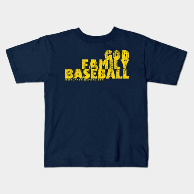 Youth God. Family. Baseball. Navy Blue T-Shirt Large / Youth