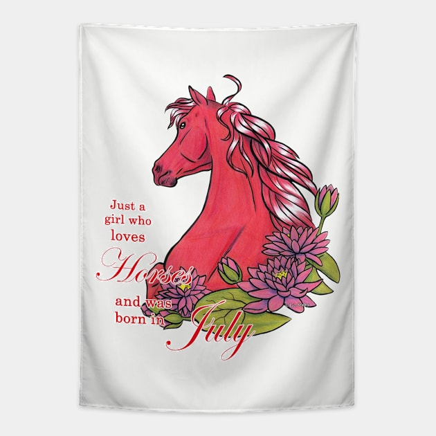 Girl Who Loves Horses Born In July Tapestry by lizstaley