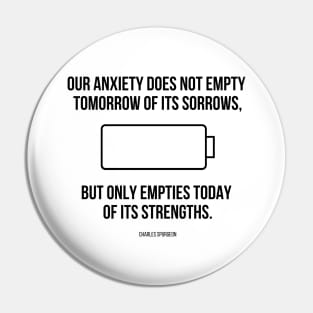 Spurgeon Quote "Our Anxiety does not empty tomorrow of its sorrows..." Pin