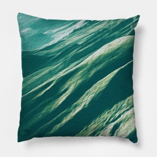 Teal Mountains Oil Effects 5 Pillow