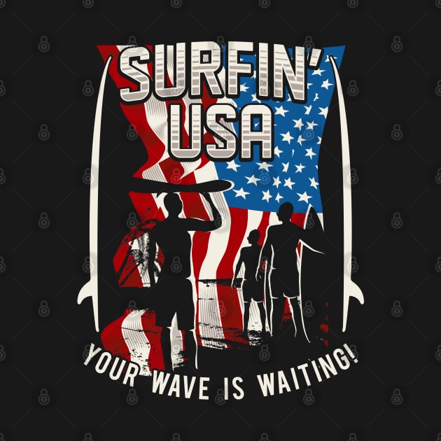 surfing usa with american flag by Dedonk.Graphic