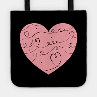 Big cute punk heart with one line art pattern. Tote