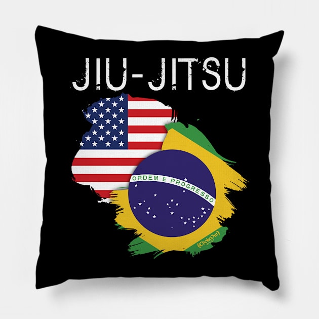 Jiu-jitsu: USA-Brazil Pillow by albertobravoart