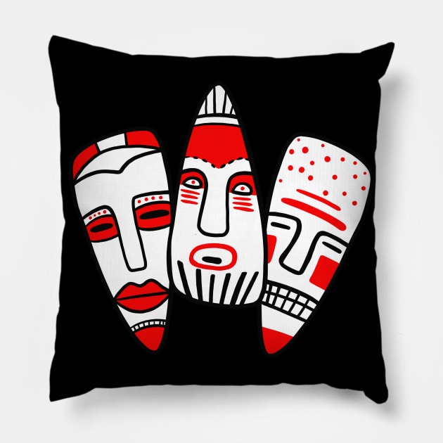 Traditional Ethnic Masks Pillow by isstgeschichte