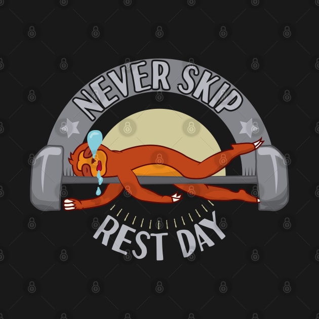 Never Skip Rest Day Fitness Gym Sloth by Tesszero