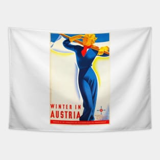 Winter in Austria - Vintage Travel Poster Tapestry