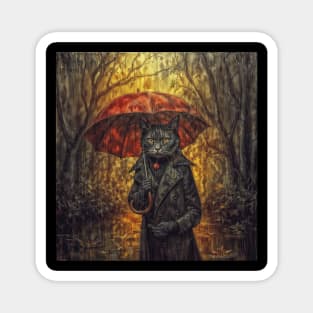 The Cat with the Umbrella Collection: Enchanted Forest and Autumn Splendor Magnet