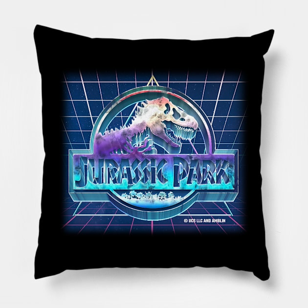 Retro Park 80's Metallic 3D Dinosaur Style Pillow by Jurassic Merch