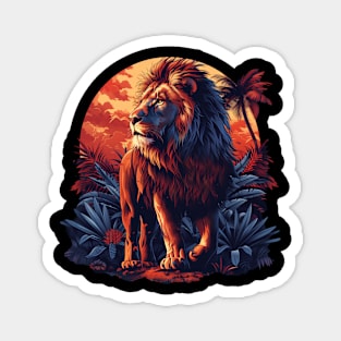 A Proud Lion Roaming The Jungle At Sunrise The King of the Jungle Lion Magnet