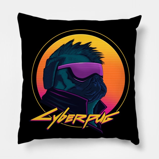 Cyberpug Pillow by Sachpica