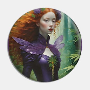 Celtic Redhead With Cannabis Leaves Pin