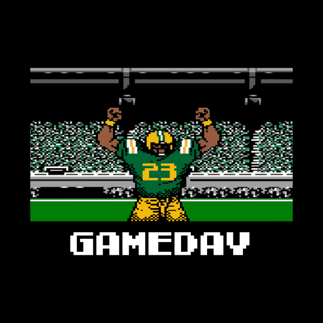 Green and Gold Football Gameday Retro 8 Bit Linebacker by SLAG_Creative