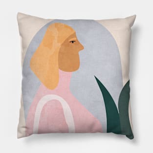 Woman with Tote Bag Pillow