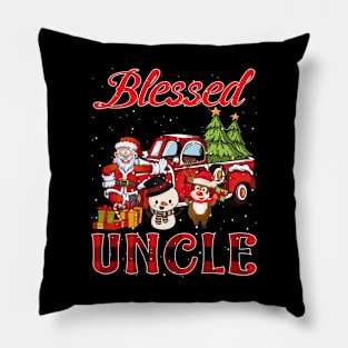 Blessed Uncle Red Plaid Christmas Pillow