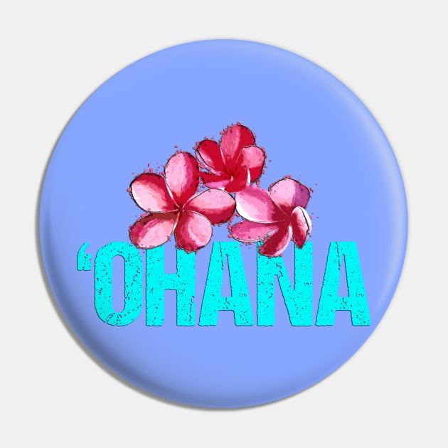 'Ohana Family with Plumerias - Hawaiian Floral Design Pin by dlinca