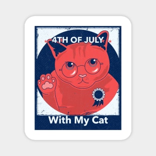 4th of July With My Cat Funny Pet Magnet