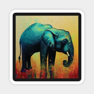 Elephant Art with Colourful Paint Splatters Magnet