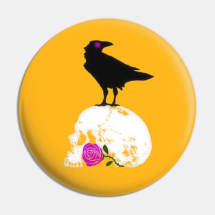 The Raven and the Pink Rose Pin