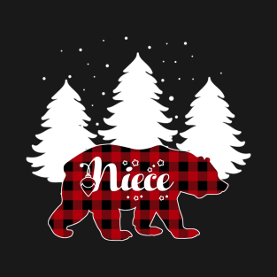 Buffalo Red Plaid Niece Bear Matching Family Christmas T-Shirt