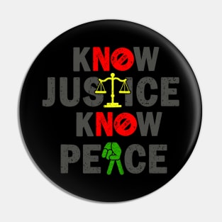 kNOw Justice kNOw Peace Pin