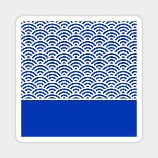 Dark Blue Seigaiha Wave Crest With Solid Panel Magnet