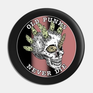Old Punks Never Die Skull Pin