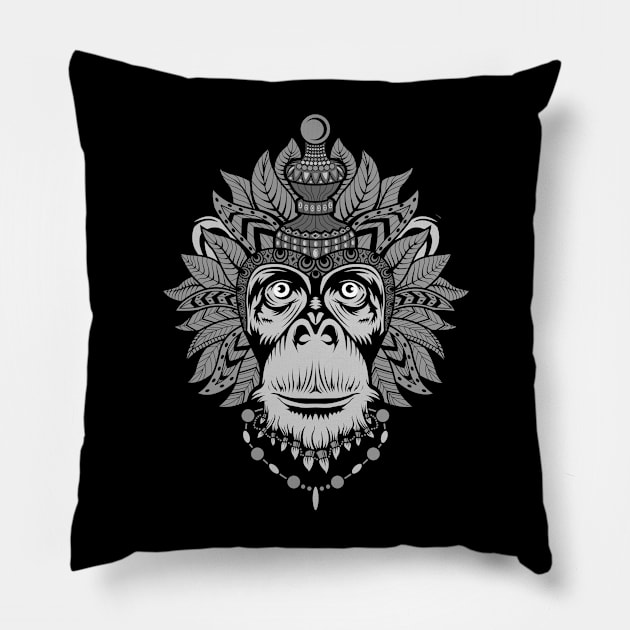 Monkey King grey Pillow by michony