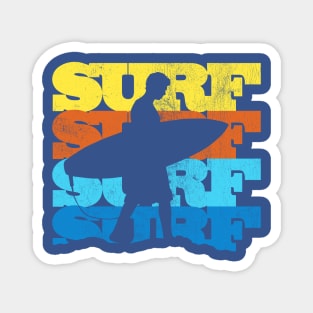 Surf Surf Surf Vintage Retro Surfer Sunset Magnet