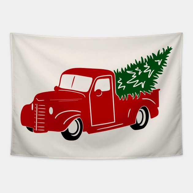 Christmas Tree Truck Tapestry by Likeable Design