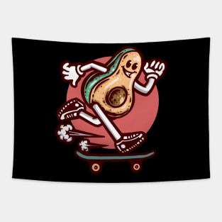 Cartoon Avocado Skater Tapestry