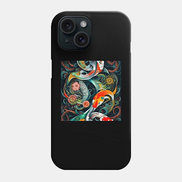 Beautiful Abstract Floral Yin Yang Of Koi Fish Phone Case by Chance Two Designs