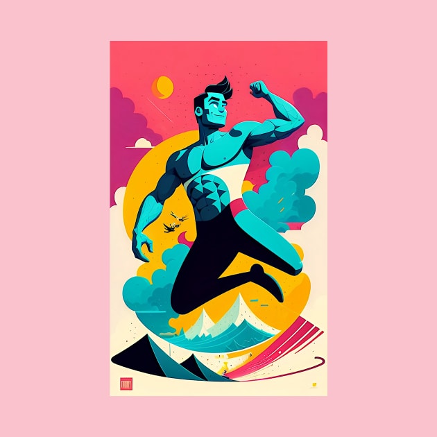 Muscle Man Jumping by ArtBeatsGallery