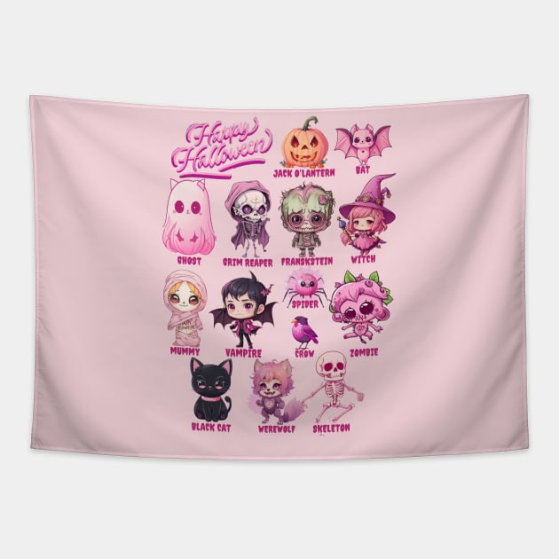 halloween characters Tapestry by AOAOCreation