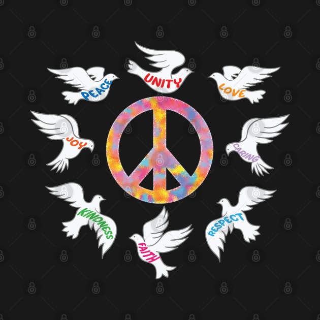 Unity Day Anti Bullying Doves Peace Sign by Rosemarie Guieb Designs