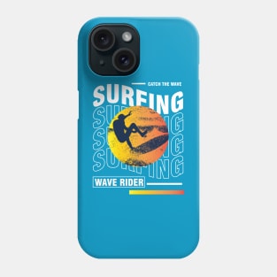 Surfing waves Typography Phone Case