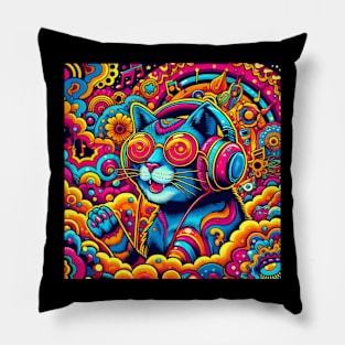 Trippy Music Cat #3 Pillow