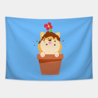 Flower Pot Shiba Tapestry