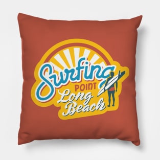 Surfing Point Long Beach Pillow