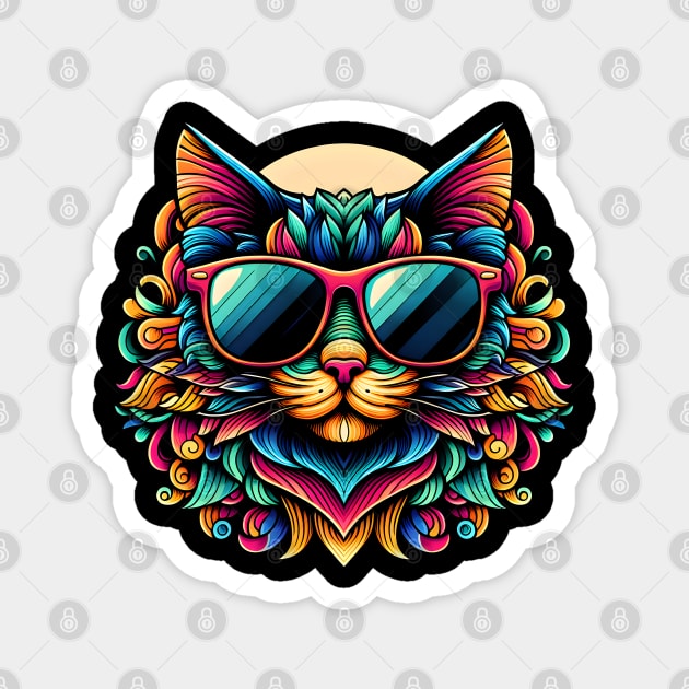 Vibrant Colorful Kitty Magnet by MakerMind8.2