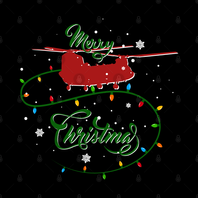 CH-47 Chinook Merry Christmas T-Shirt by Aviation Designs