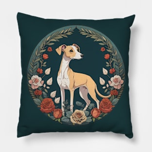 Italian Greyhound Floral Frame Pillow