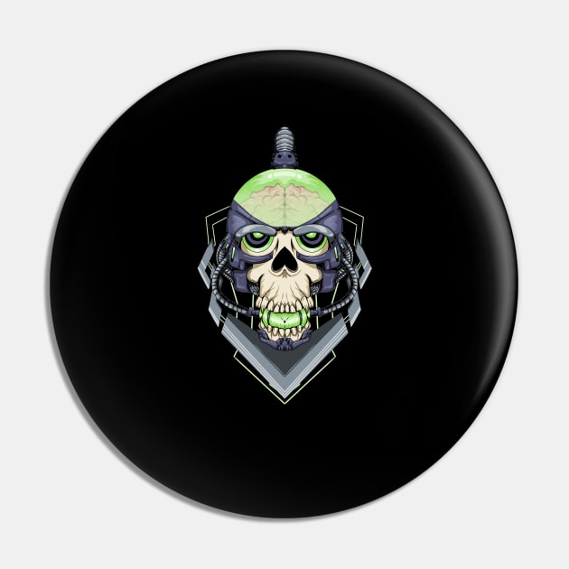 Green Skull Mecha Pin by MaeVector