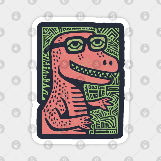 Nerdy T-Rex | The Clever-Saurus Geek Magnet by TuncGK