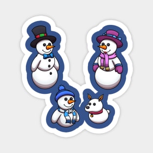 Happy Cartoon Snowman Family Sticker Pack Magnet