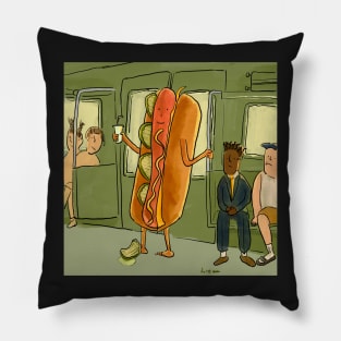 Hotdog Casually Commuting to Work Pillow