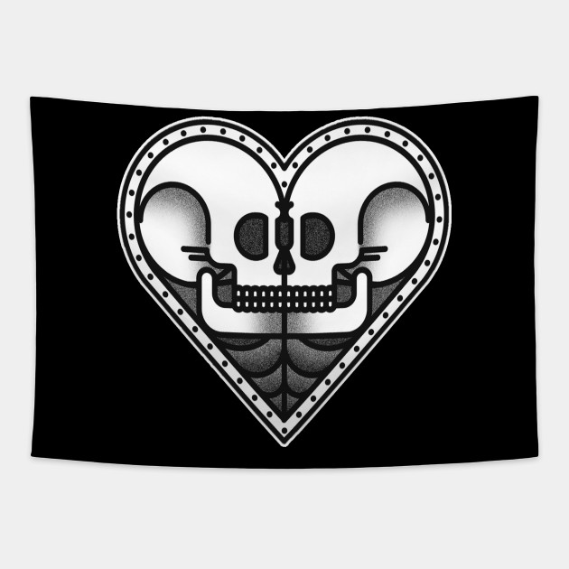 Heart Skulls Tattoo design - Tattoo - Tapestry | TeePublic Heart Skulls Tattoo design - Tattoo - Tapestry | TeePublic
