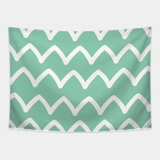 Aquamarine white waves Tapestry