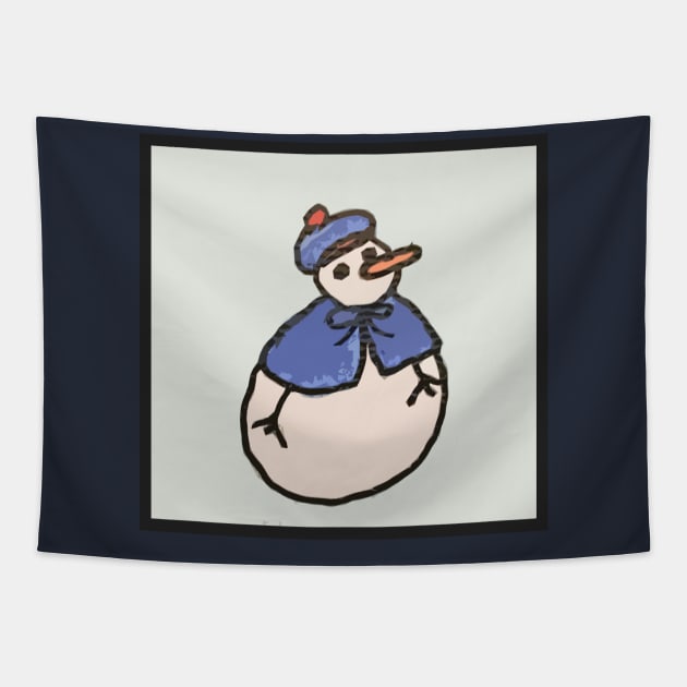 Caped Snowman Tapestry by ErinBrieArt