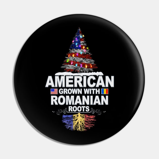 Christmas Tree  American Grown With Romanian Roots - Gift for Romanian From Romania Pin by Country Flags