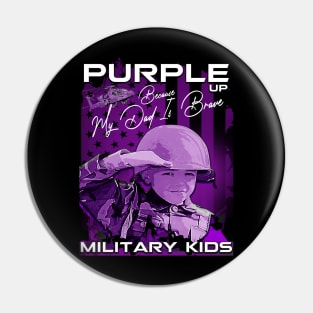 Purple Up Military Child Month with kid soldier retro american Flag Pin